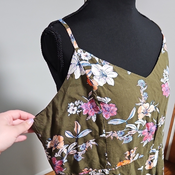 A.N.A EUC Olive Floral Dress • Size XL - Picture 3 of 9